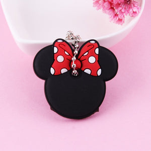 Cartoon Anime Cute Key Cover Cap Silicone Mickey Stitch Bear Keychain Women Gift Owl Porte Clef Minne Key Chain