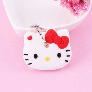 Cartoon Anime Cute Key Cover Cap Silicone Mickey Stitch Bear Keychain Women Gift Owl Porte Clef Minne Key Chain