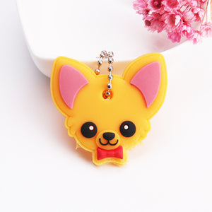 Cartoon Anime Cute Key Cover Cap Silicone Mickey Stitch Bear Keychain Women Gift Owl Porte Clef Minne Key Chain