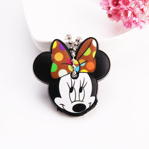 Cartoon Anime Cute Key Cover Cap Silicone Mickey Stitch Bear Keychain Women Gift Owl Porte Clef Minne Key Chain