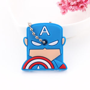 Cartoon Anime Cute Key Cover Cap Silicone Mickey Stitch Bear Keychain Women Gift Owl Porte Clef Minne Key Chain
