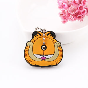 Cartoon Anime Cute Key Cover Cap Silicone Mickey Stitch Bear Keychain Women Gift Owl Porte Clef Minne Key Chain