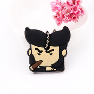 Cartoon Anime Cute Key Cover Cap Silicone Mickey Stitch Bear Keychain Women Gift Owl Porte Clef Minne Key Chain