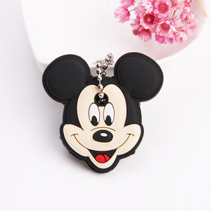 Cartoon Anime Cute Key Cover Cap Silicone Mickey Stitch Bear Keychain Women Gift Owl Porte Clef Minne Key Chain